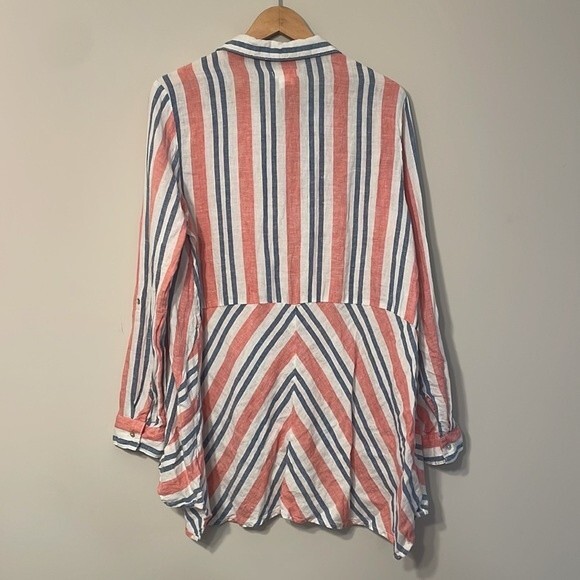 Artisan NY 100% Linen Striped Popover Tunic Large - Picture 9 of 9
